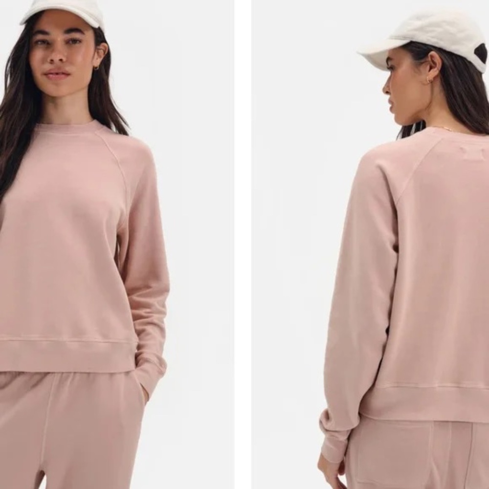 MATE the Label Pink Organic Terry Raglan Sweatshirt Med, GUC